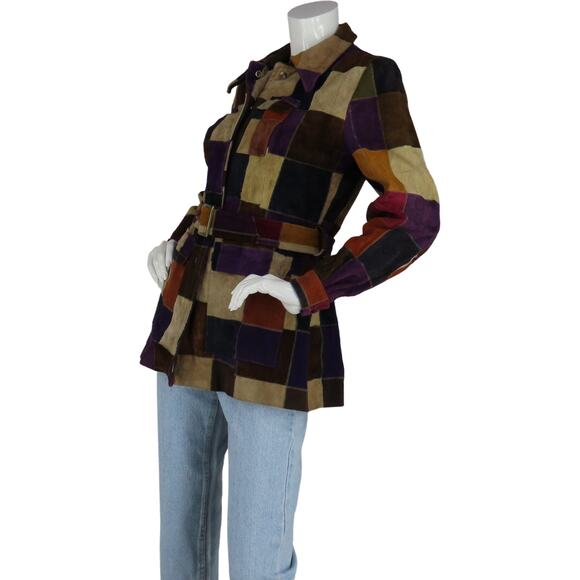 70s Vintage Latigo West Hippie Boho Festival Patch Work Leather Jacket Coat - Picture 8 of 12